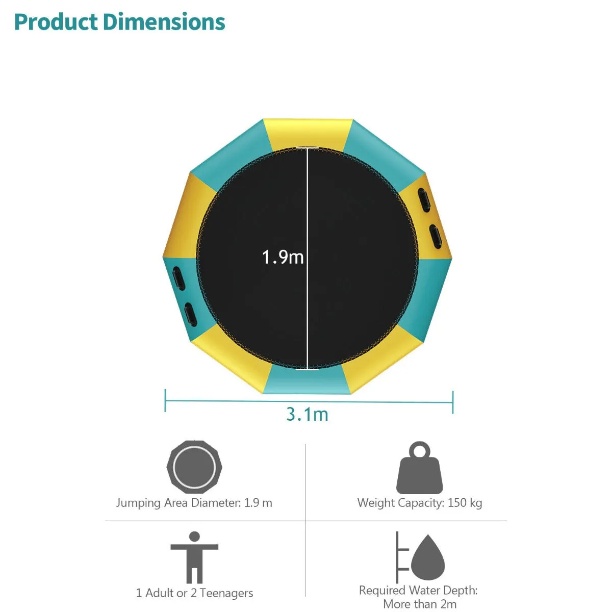 10FT Inflatable Outdoor Trampoline with 500W Electric Inflator