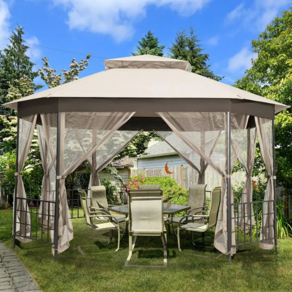 10x 12 Octagonal Patio Gazebo-Beige