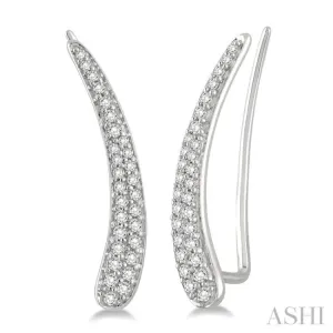 1/2 Ctw Round Cut Diamond Bar Climbers Earrings in 14K White Gold