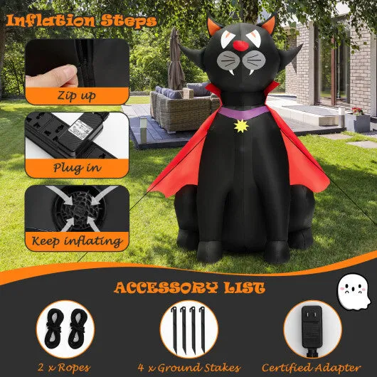 4.7 Feet Halloween Inflatable Vampire Cat with Red Cloak