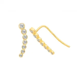 9ct Yellow Gold Bezel Zirconia Ear Climbers ES698