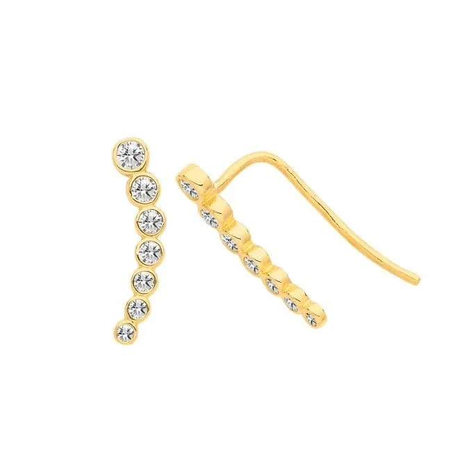 9ct Yellow Gold Bezel Zirconia Ear Climbers ES698