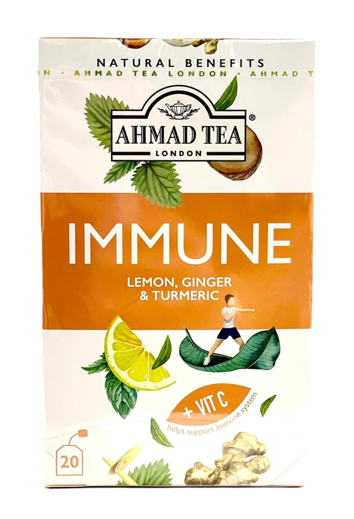 Ahmad Tea Immune | Lemon, Ginger & Turmeric Flavor |   Vitamin C | 20 Bags