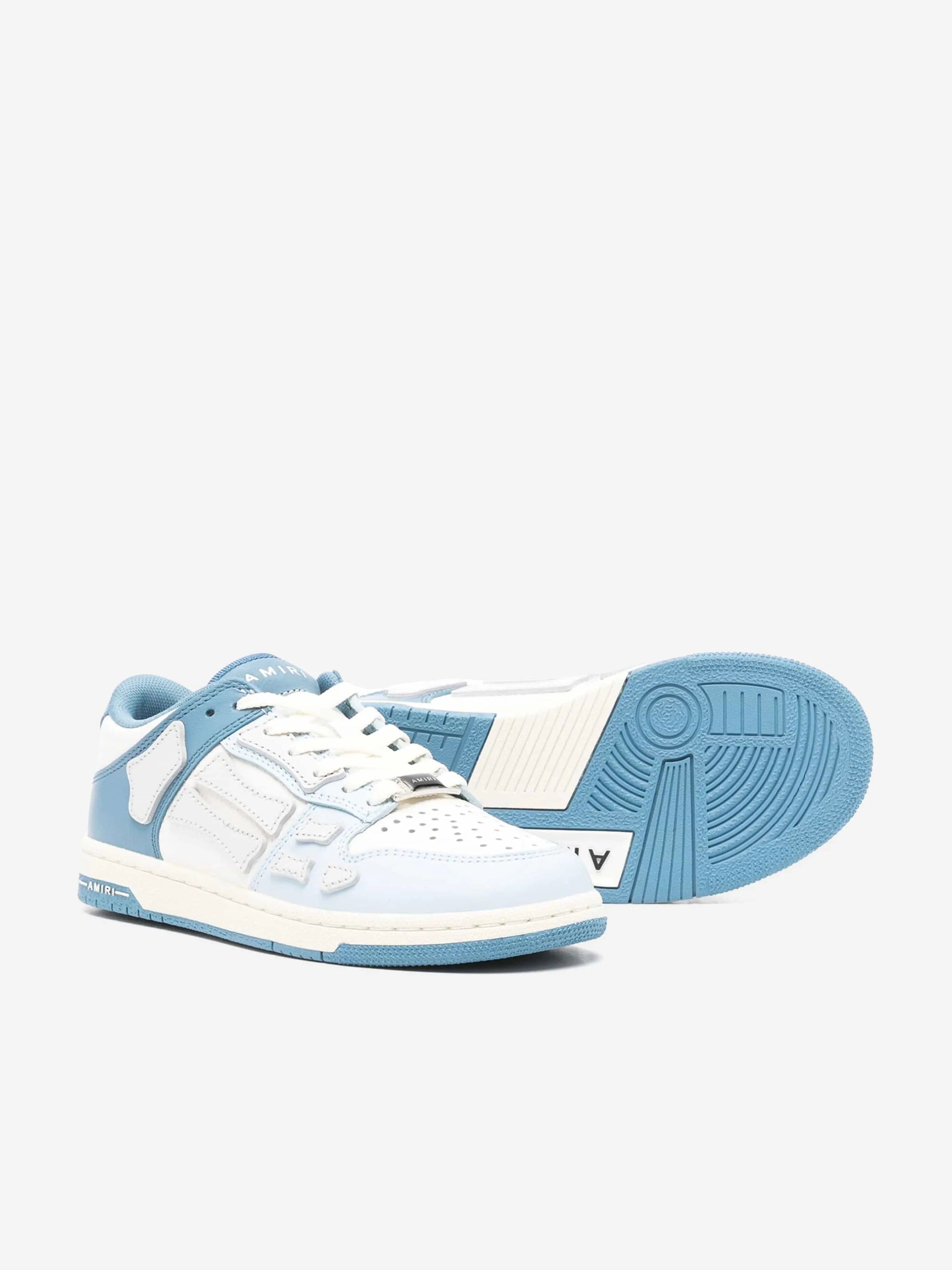 Amiri Kids Leather Two-Tone Skel Top Low Trainers in Blue