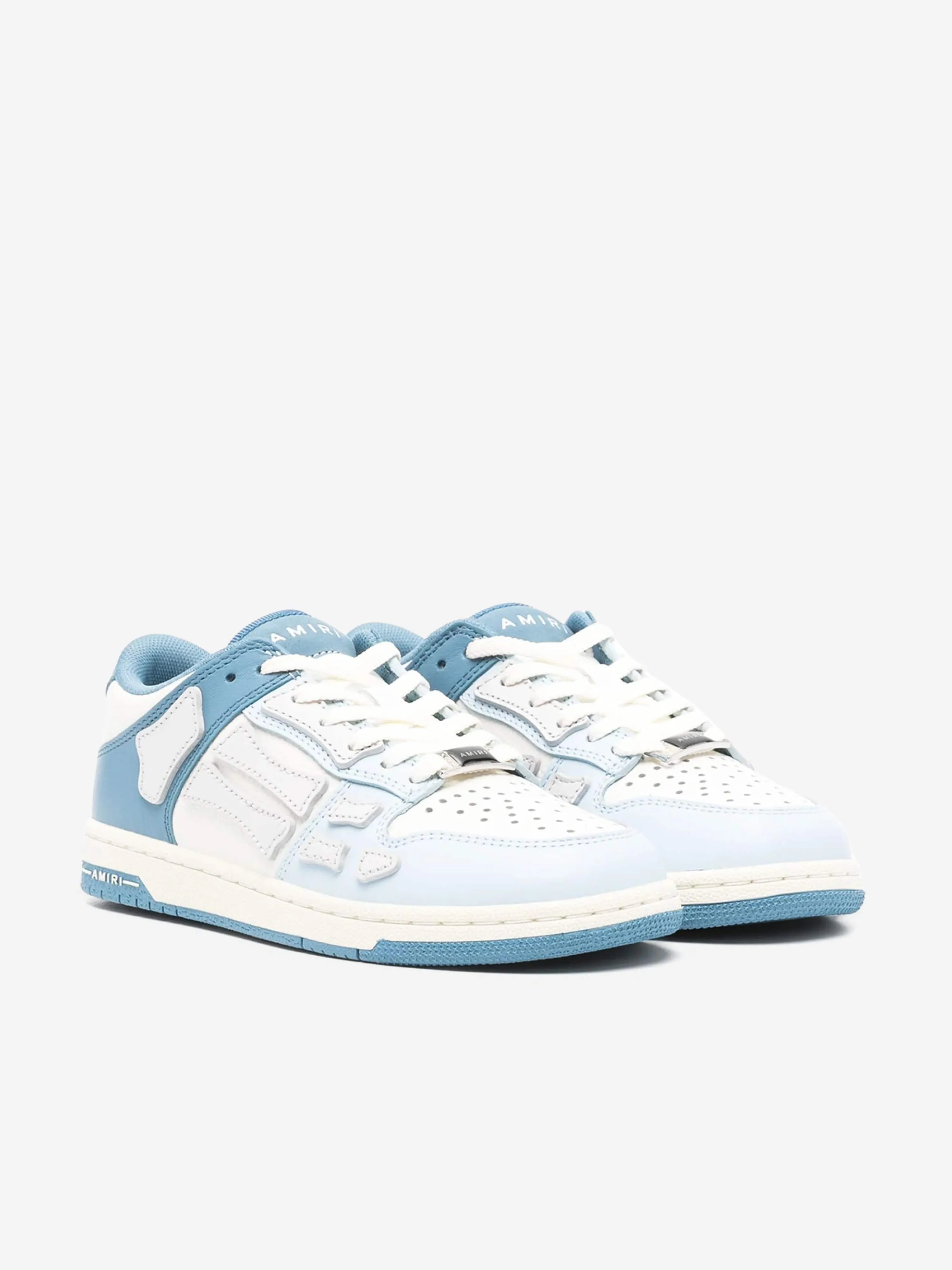 Amiri Kids Leather Two-Tone Skel Top Low Trainers in Blue