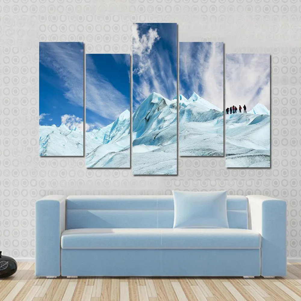 Climbers On Moreno Glacier Canvas Wall Art