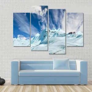 Climbers On Moreno Glacier Canvas Wall Art