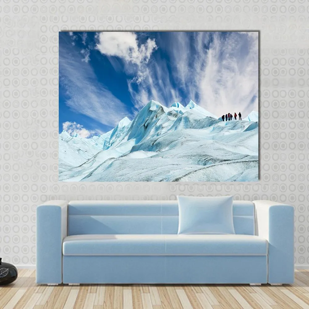 Climbers On Moreno Glacier Canvas Wall Art