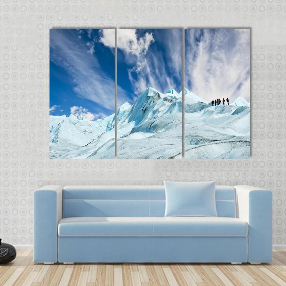 Climbers On Moreno Glacier Canvas Wall Art