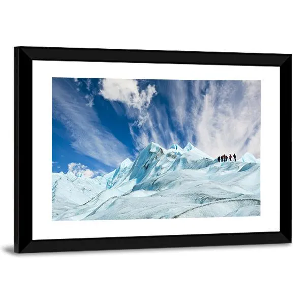 Climbers On Moreno Glacier Canvas Wall Art