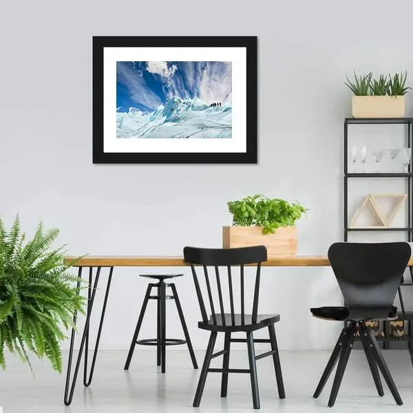 Climbers On Moreno Glacier Canvas Wall Art