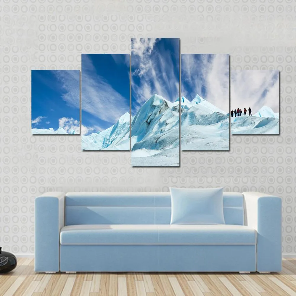 Climbers On Moreno Glacier Canvas Wall Art