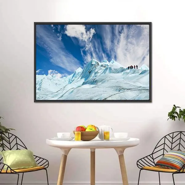 Climbers On Moreno Glacier Canvas Wall Art