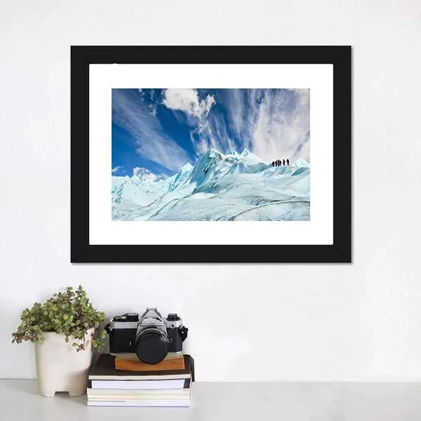 Climbers On Moreno Glacier Canvas Wall Art