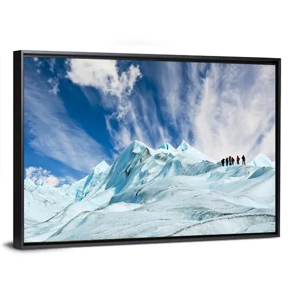 Climbers On Moreno Glacier Canvas Wall Art