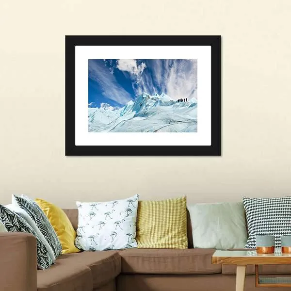 Climbers On Moreno Glacier Canvas Wall Art