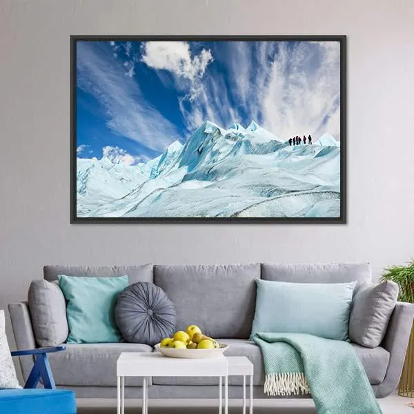 Climbers On Moreno Glacier Canvas Wall Art