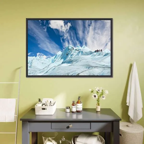 Climbers On Moreno Glacier Canvas Wall Art