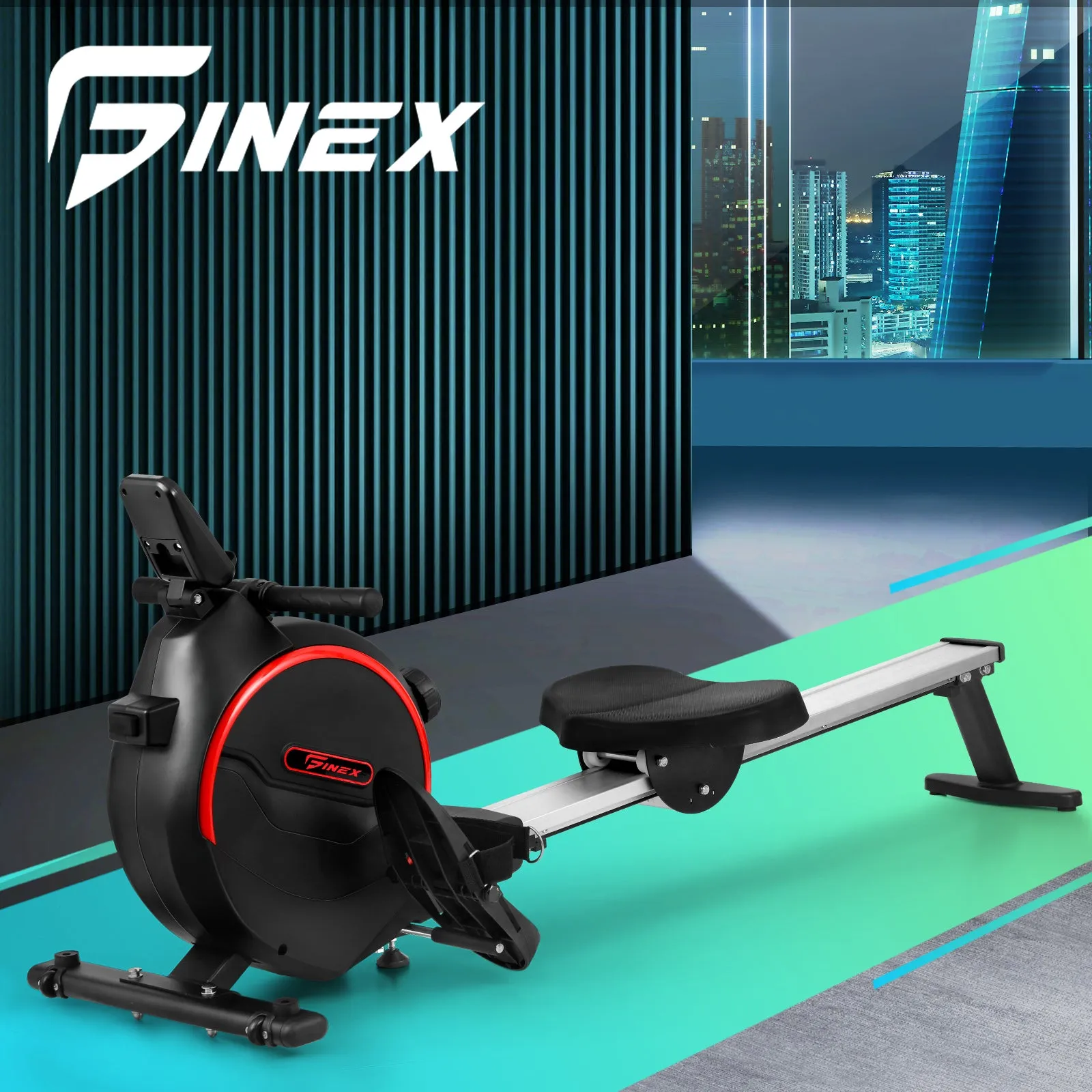 Finex Rowing Machine Rower Magnetic Resistance Fitness Home Gym Cardio 16-Level