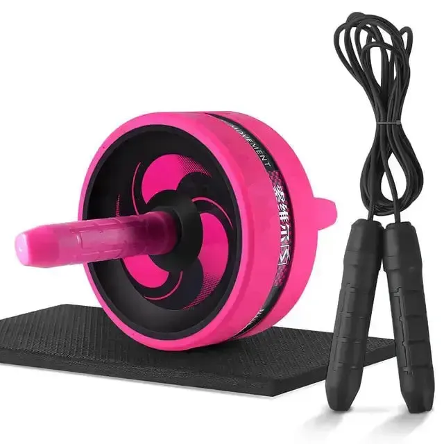 Fitness Equipment: Ab Roller and Jump Rope Set with Mat