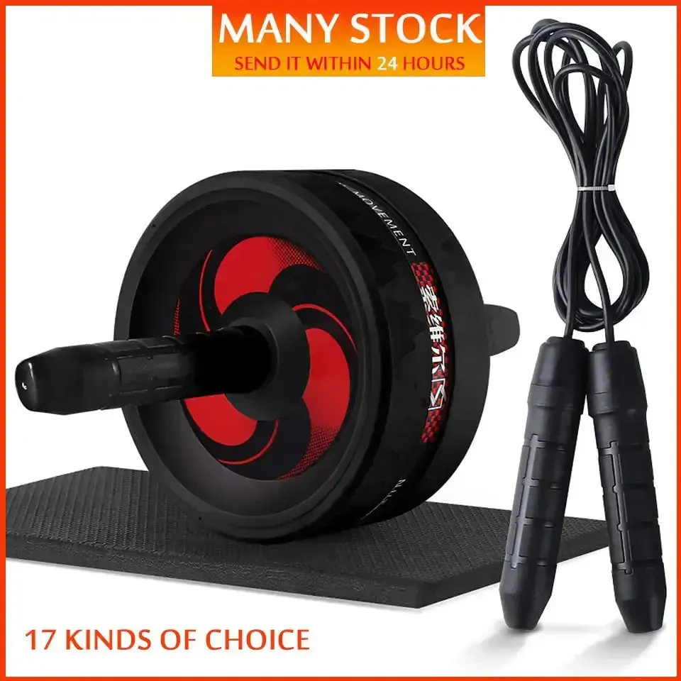 Fitness Equipment: Ab Roller and Jump Rope Set with Mat