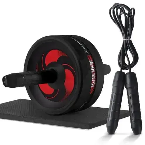 Fitness Equipment: Ab Roller and Jump Rope Set with Mat