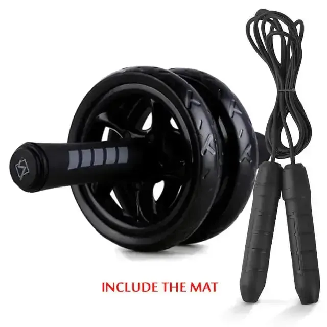 Fitness Equipment: Ab Roller and Jump Rope Set with Mat