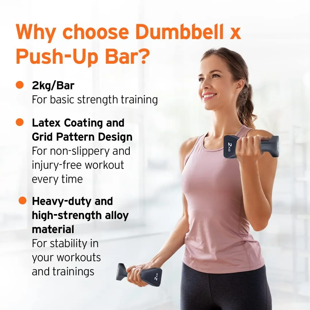 HEAD Push Up Dumbbells (2 x 2 Kgs) & Soft Dumbbells (2 x 1.5 Kgs) | Push Up Dumbbell: 2 in 1 Weight Lifting   Push Up |