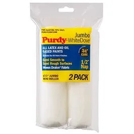 Jumbo Mini Roller Cover, White Dove, 6-1/2 x 1/2-In., 2-Pk.