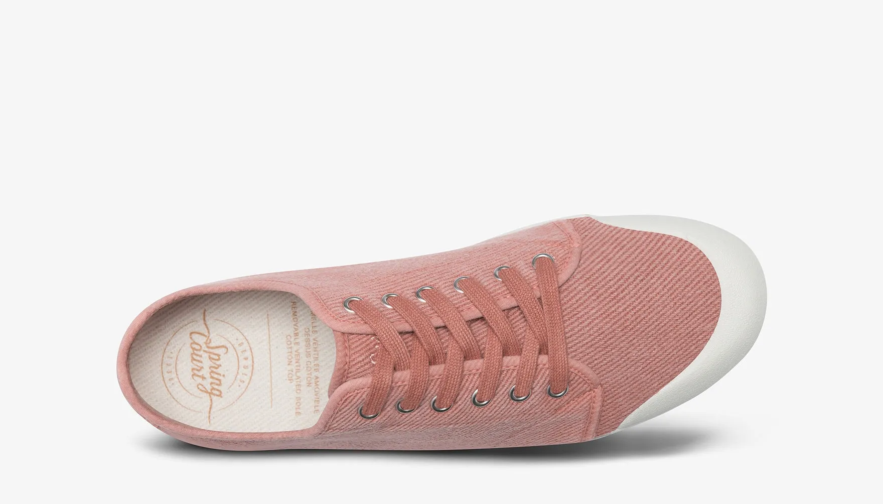 Low Top Washed Heavy Twill Trainers in Old Pink