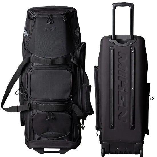 Miken MKMK7X Black Pro Wheeled Roller Bat Bag: MKMK7X-PRO-BLK