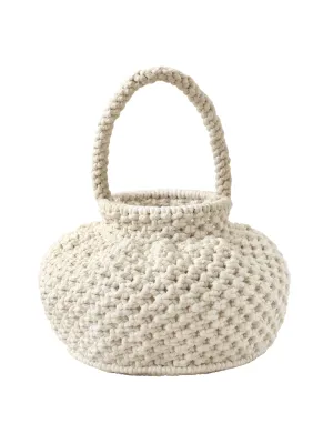 Naga macrame bucket bag in off white