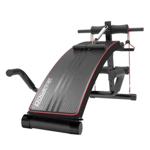 Powertrain Incline Sit-Up Bench with Resistance Bands and Rowing Bar