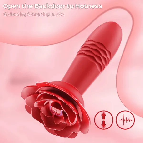 Remote Control Rose Thrusting Vibrating Anal Plug