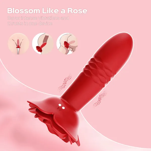 Remote Control Rose Thrusting Vibrating Anal Plug