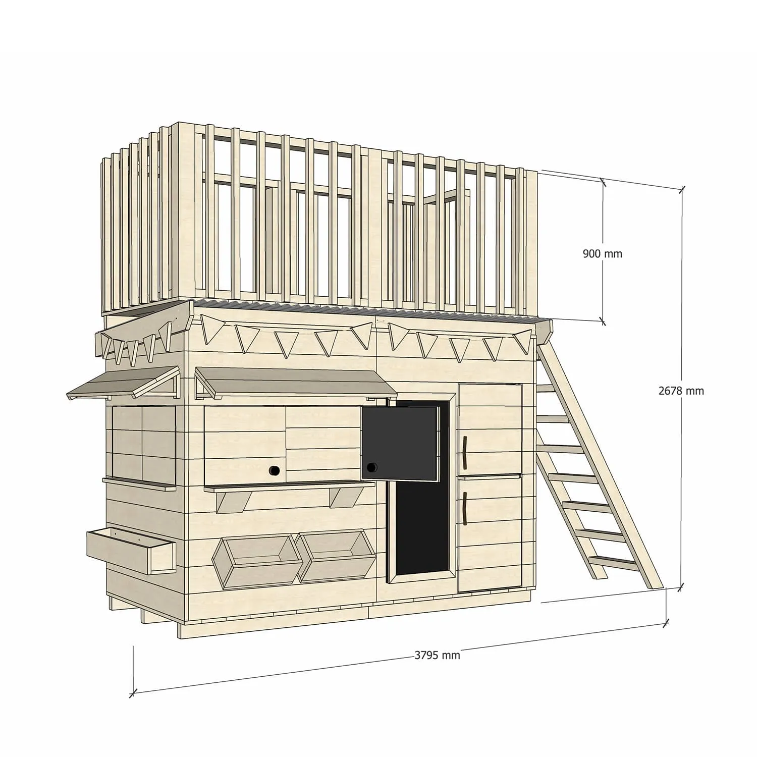 Signature Style: Wooden Cubby Houses with Fort Top