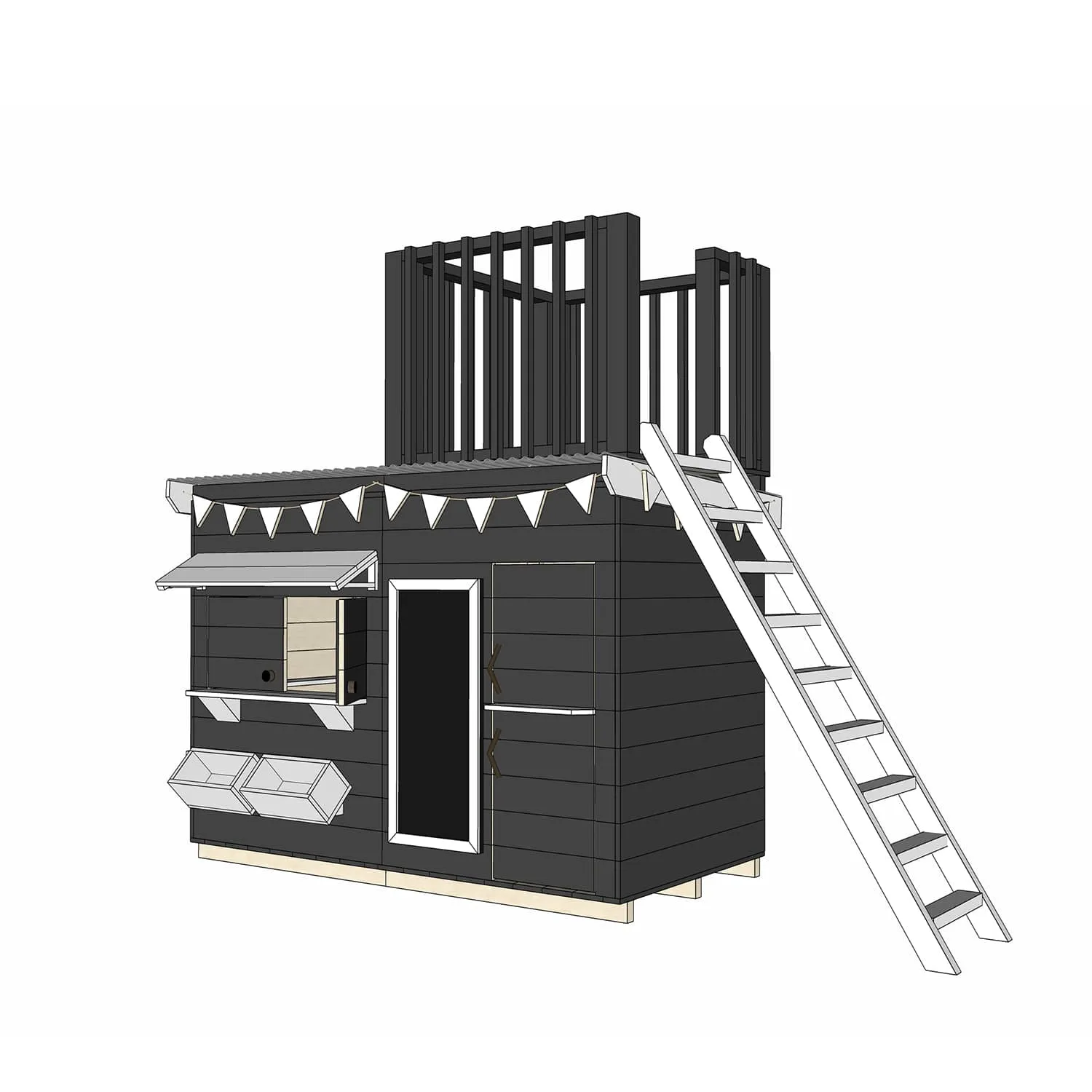 Signature Style: Wooden Cubby Houses with Fort Top