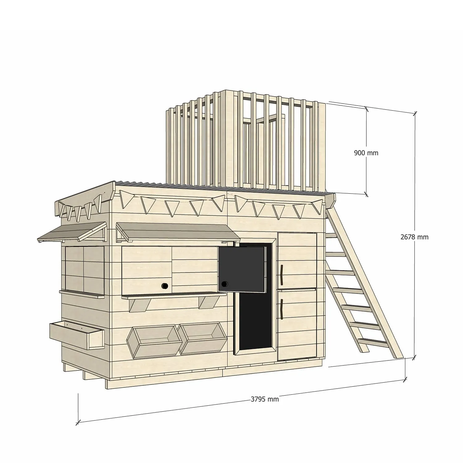 Signature Style: Wooden Cubby Houses with Fort Top