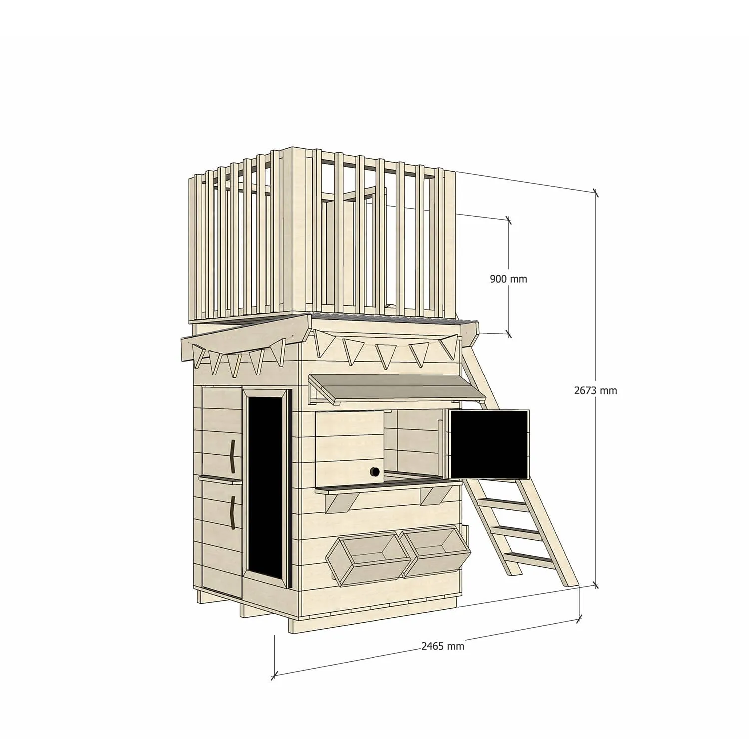 Signature Style: Wooden Cubby Houses with Fort Top