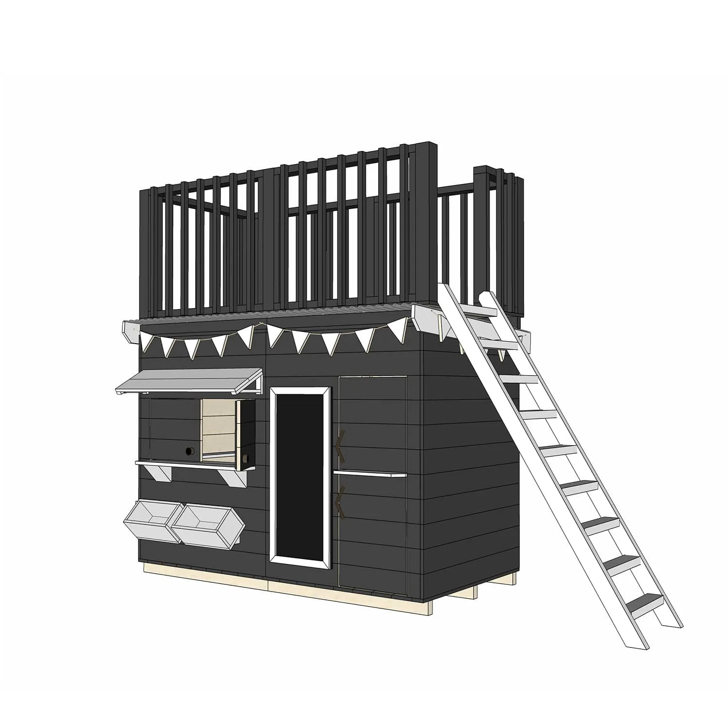 Signature Style: Wooden Cubby Houses with Fort Top