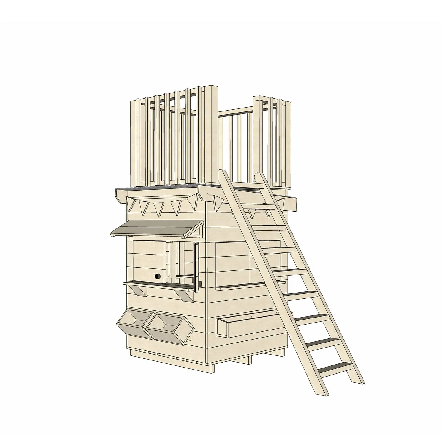 Signature Style: Wooden Cubby Houses with Fort Top