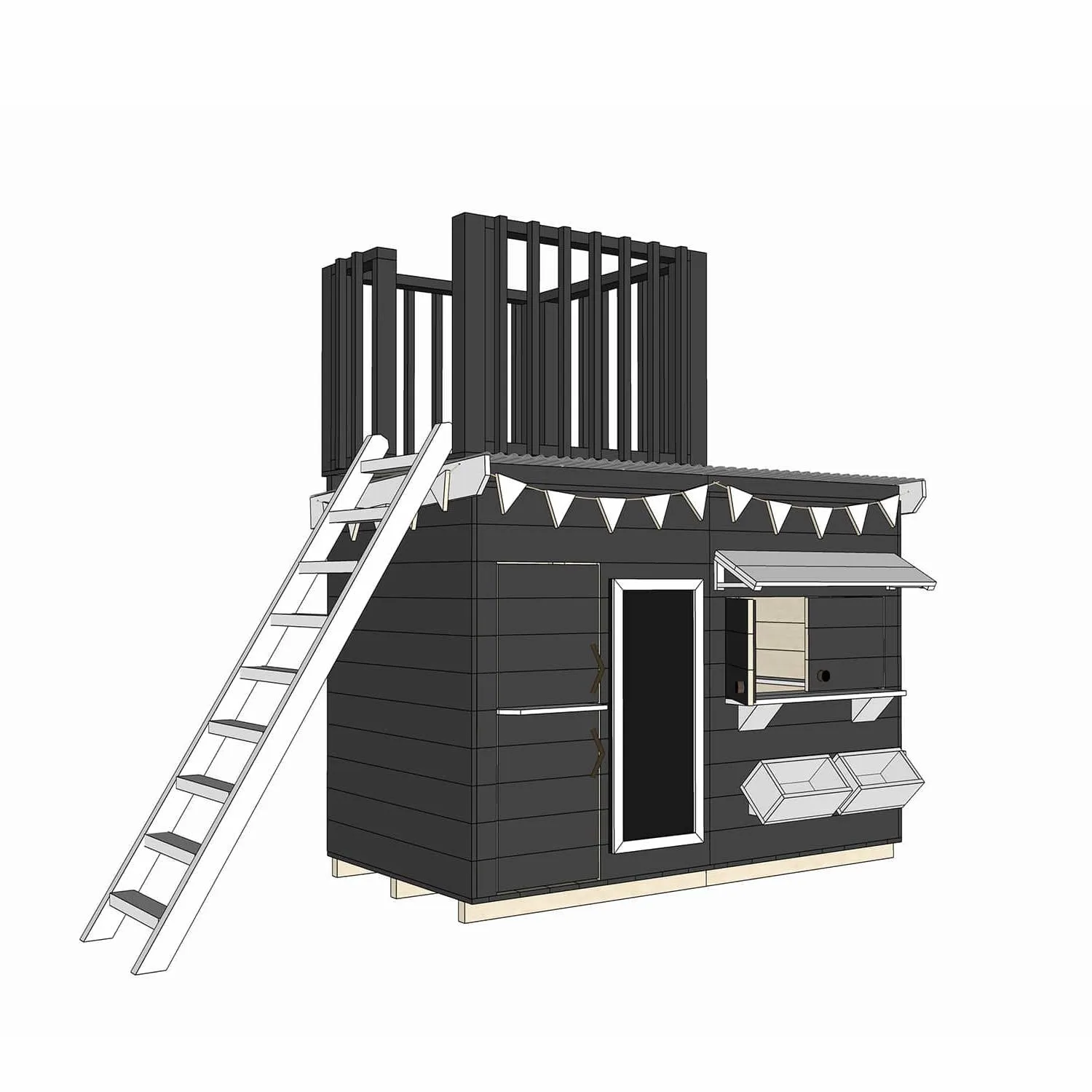 Signature Style: Wooden Cubby Houses with Fort Top