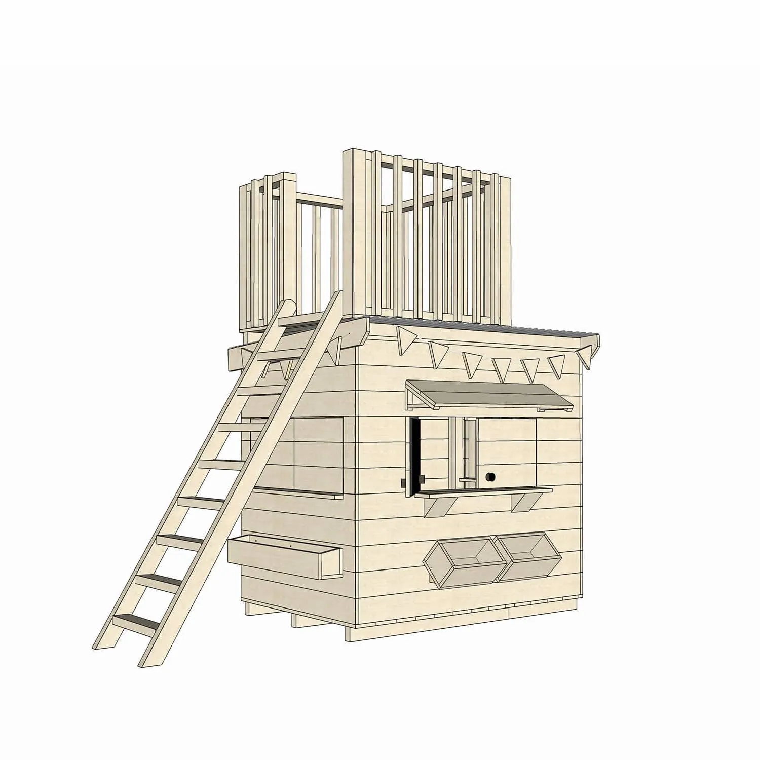 Signature Style: Wooden Cubby Houses with Fort Top