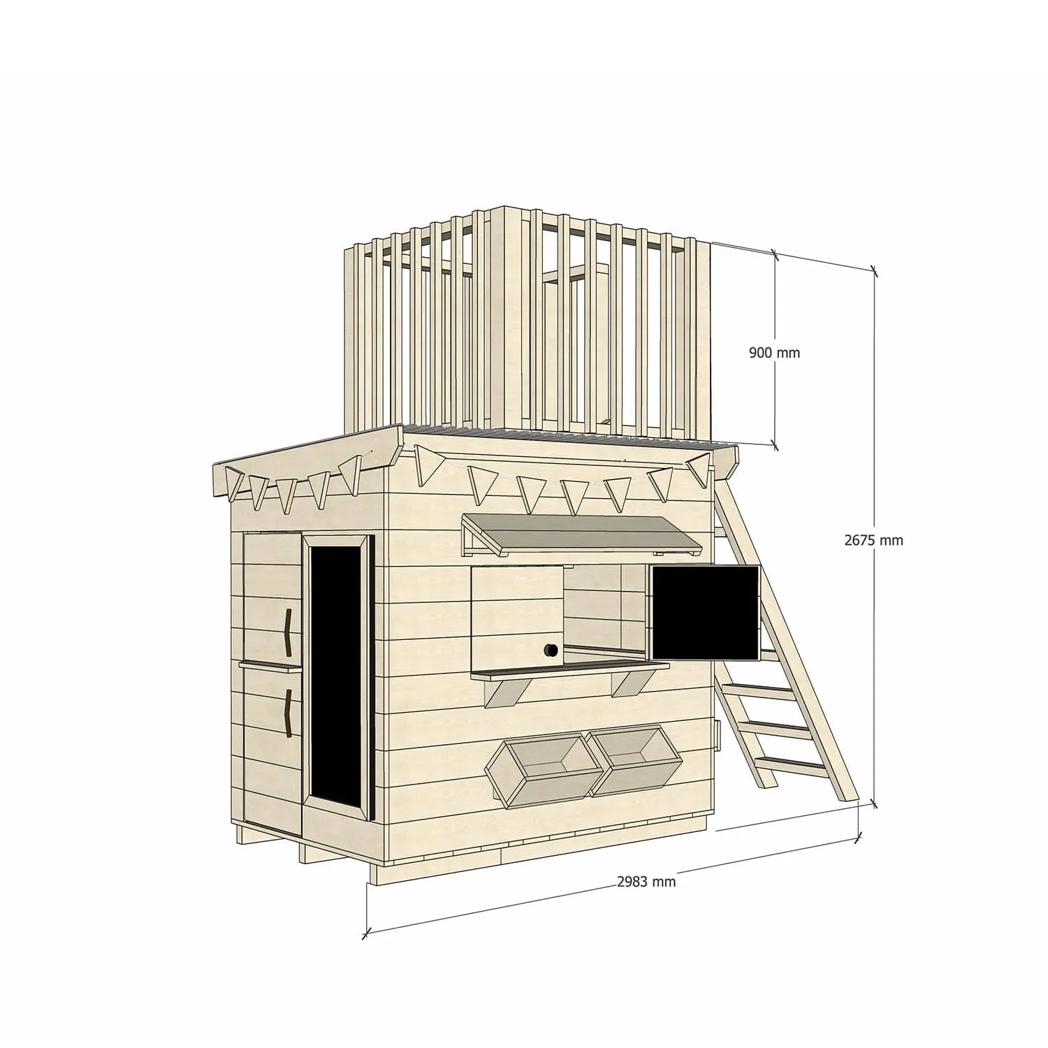 Signature Style: Wooden Cubby Houses with Fort Top