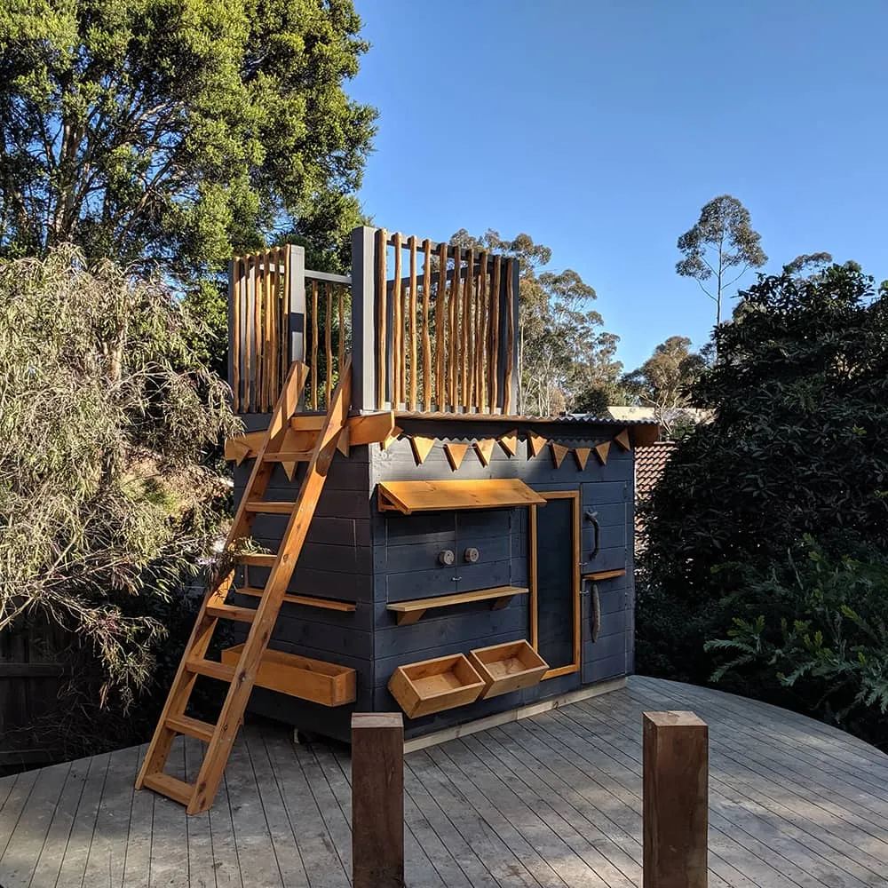 Signature Style: Wooden Cubby Houses with Fort Top