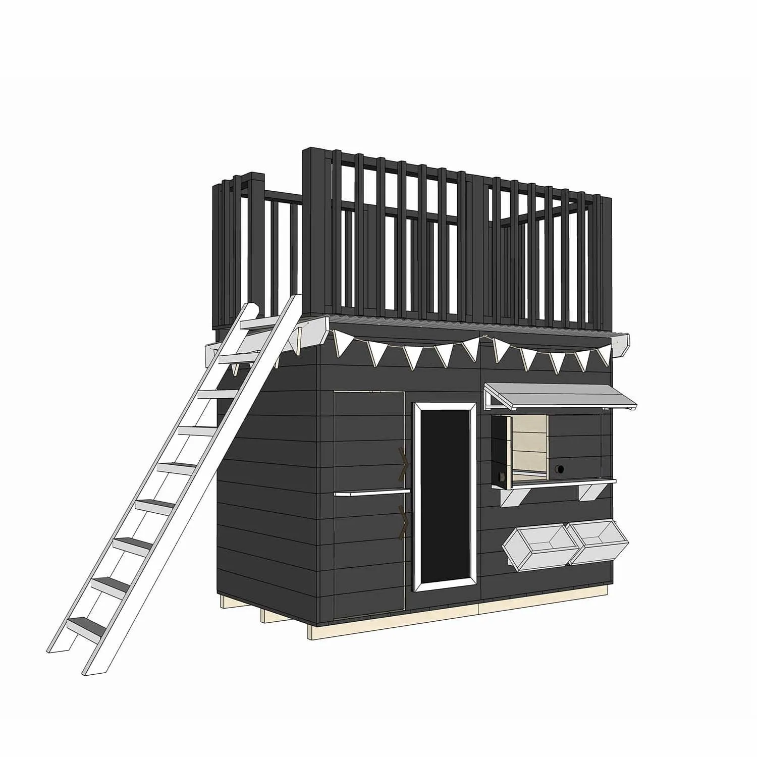 Signature Style: Wooden Cubby Houses with Fort Top