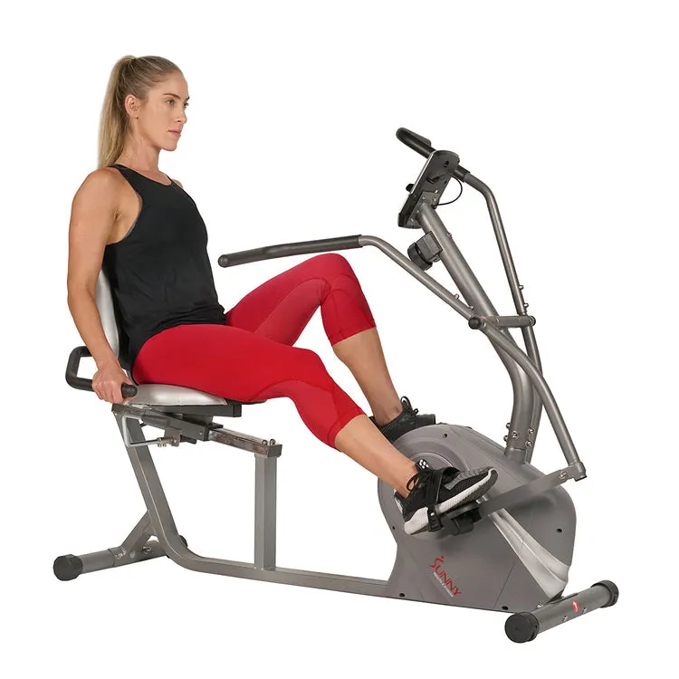 Sunny Health & Fitness Cross Trainer Magnetic Recumbent Bike with Arm Exercisers - SF-RB4936