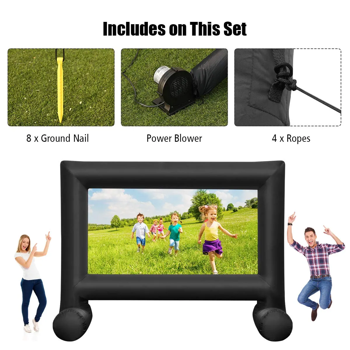 Tangkula 14-20FT Inflatable Indoor and Outdoor Movie Projector Screen