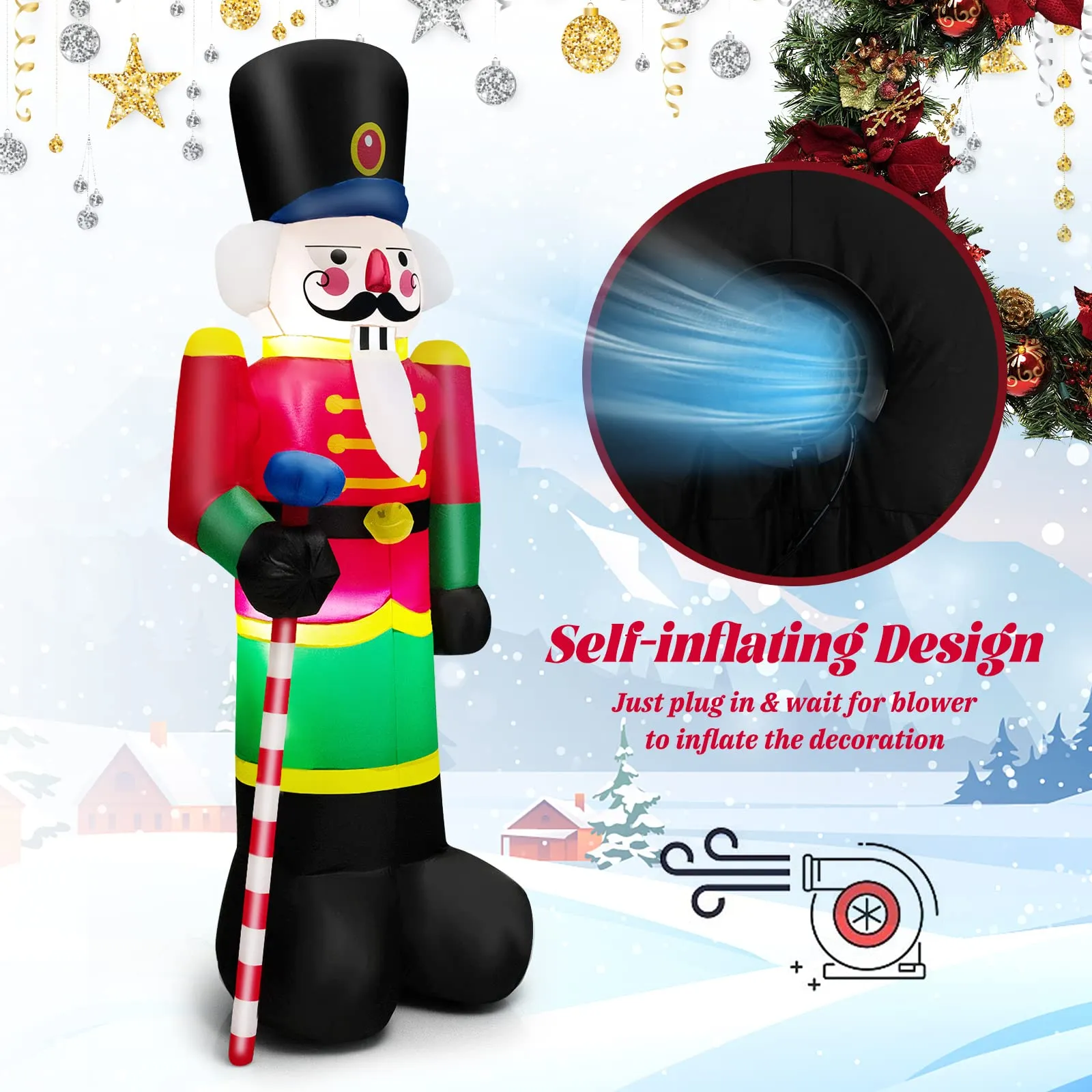 Tangkula 8FT Inflatable Nutcracker Soldier for Christmas