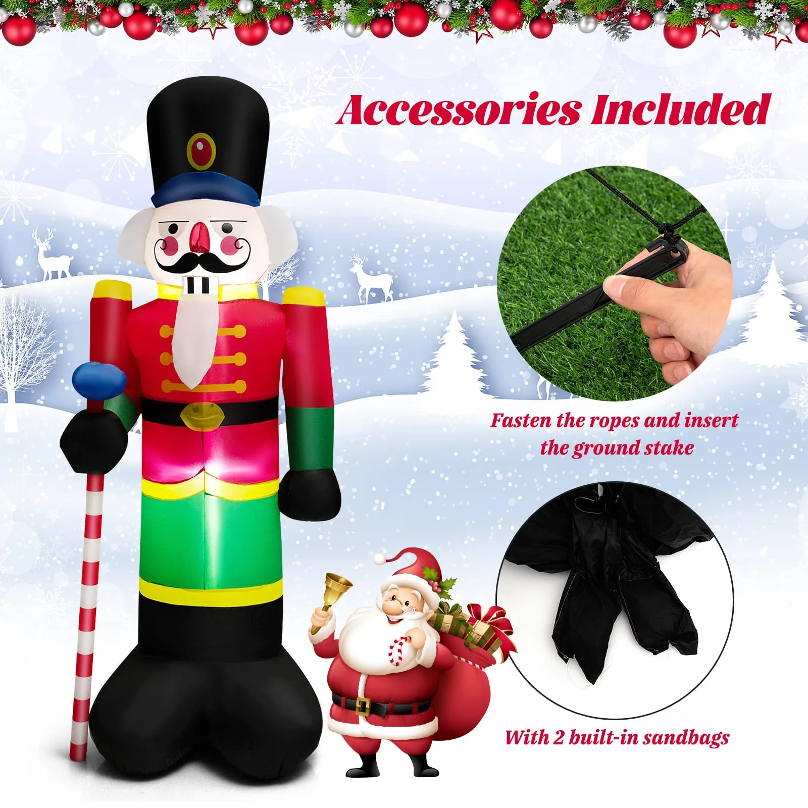 Tangkula 8FT Inflatable Nutcracker Soldier for Christmas